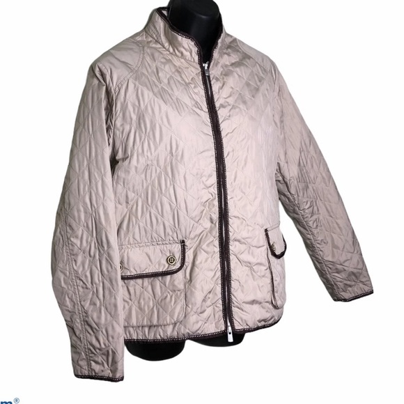 Peter Millar Womens Large Beige Quilted Jacket Lightweight Driving Coat - Picture 1 of 10